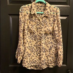 EUC - Sheer Animal Print Blouse - Medium